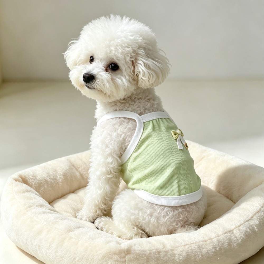 Tank Top Ribbed - 1pc 라이트 그린 리브드 애완동물 캐미