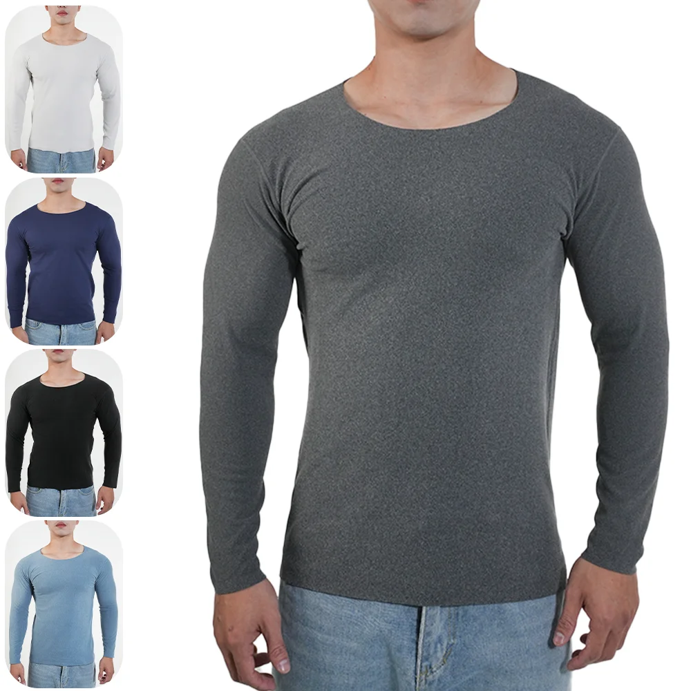 Undershirt Crew Neck - 남성용 보온 내의 긴팔 셔츠 크루넥
