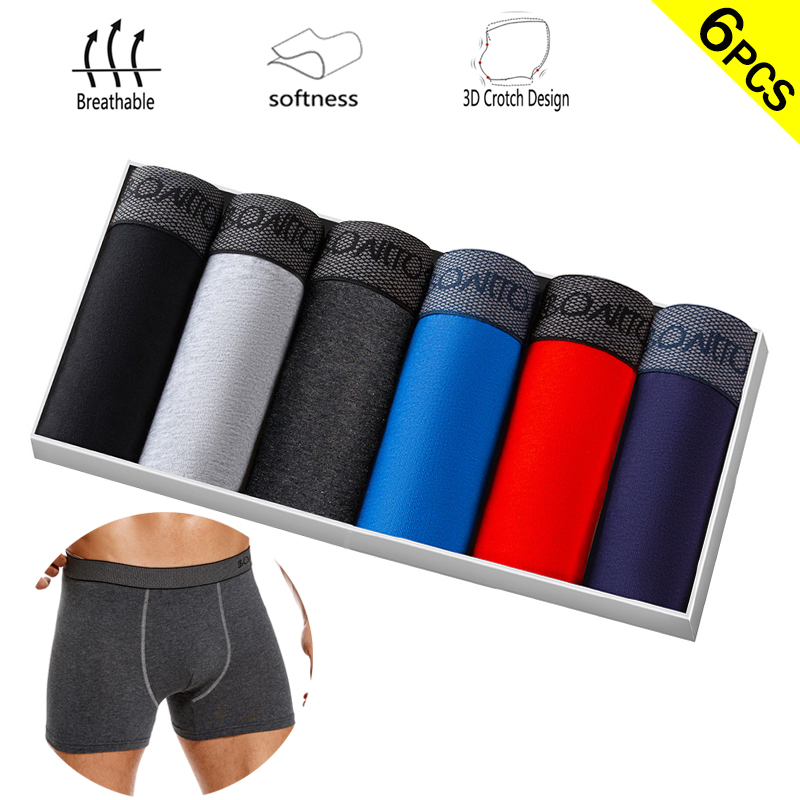 Boxer Brief Pack Cotton - 6 개/갑/팩 복서 팬티 솔리드 컬러
