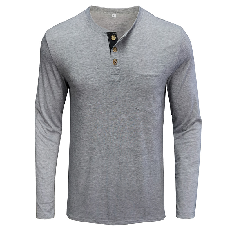 남성용 긴팔 헨리 스타일 티셔츠 코튼 슬림핏 크루넥 캐 - Undershirt Crew Neck 리뷰 및 가격