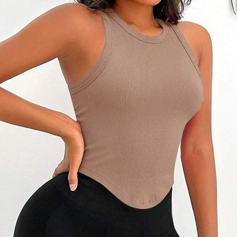 여성용 골지 레이서백 커브드 헴 크롭 탱크탑 신축성 통 - Tank Top Ribbed 리뷰 및 가격