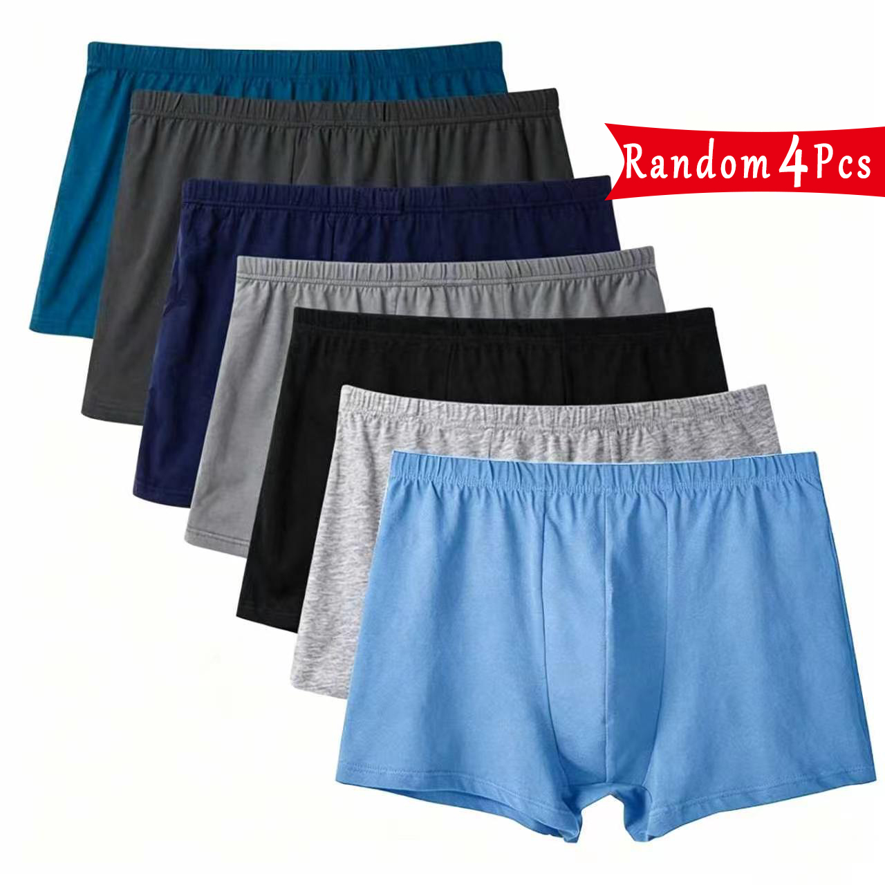 랜덤 4종 남성 100% 코튼 사각 팬티 루즈핏 단색  - Multi Pack Underwear 리뷰 및 가격