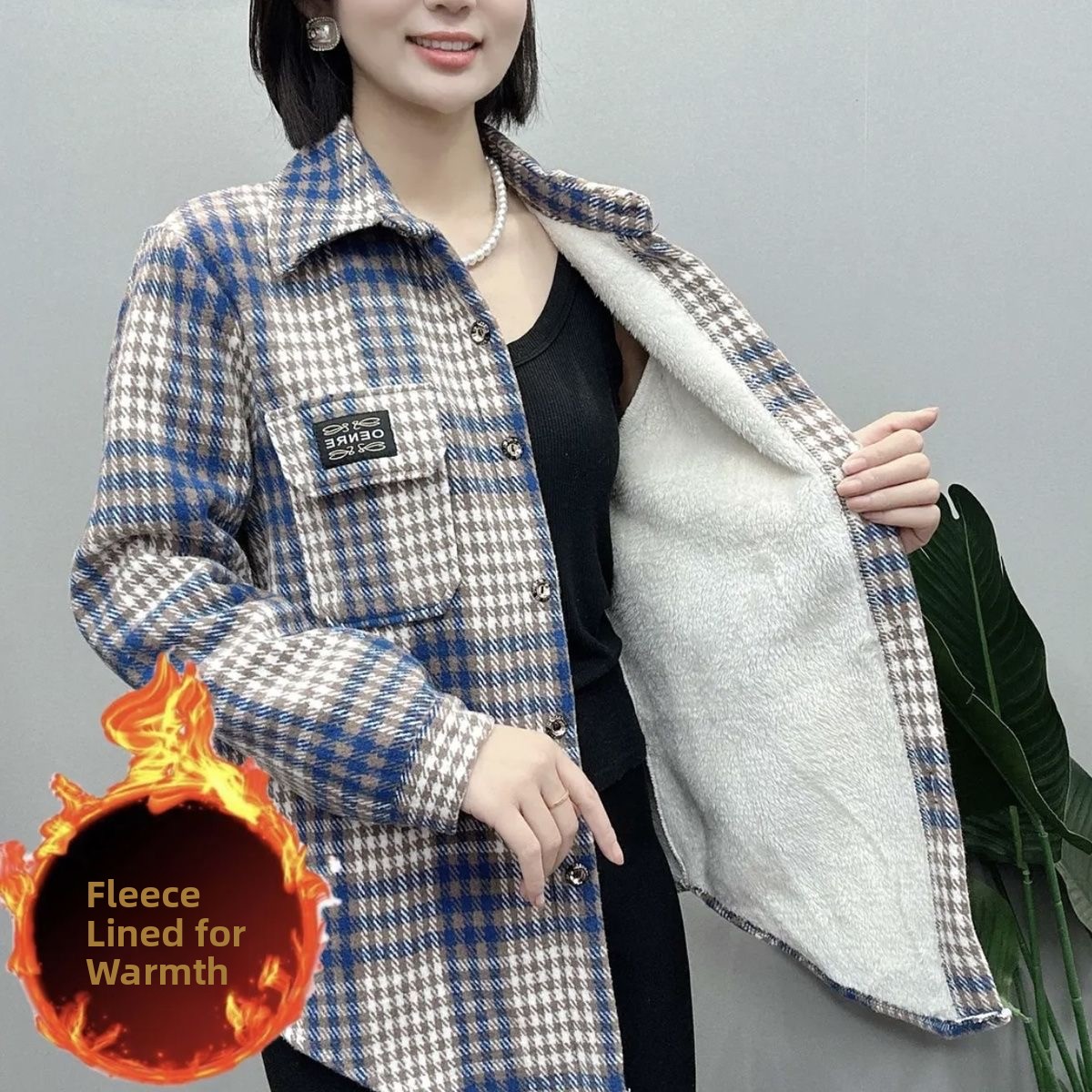 두꺼운 플리스 플란넬 체크 무늬 여성 셔츠 가을 겨울  - Thermal Long John 리뷰 및 가격