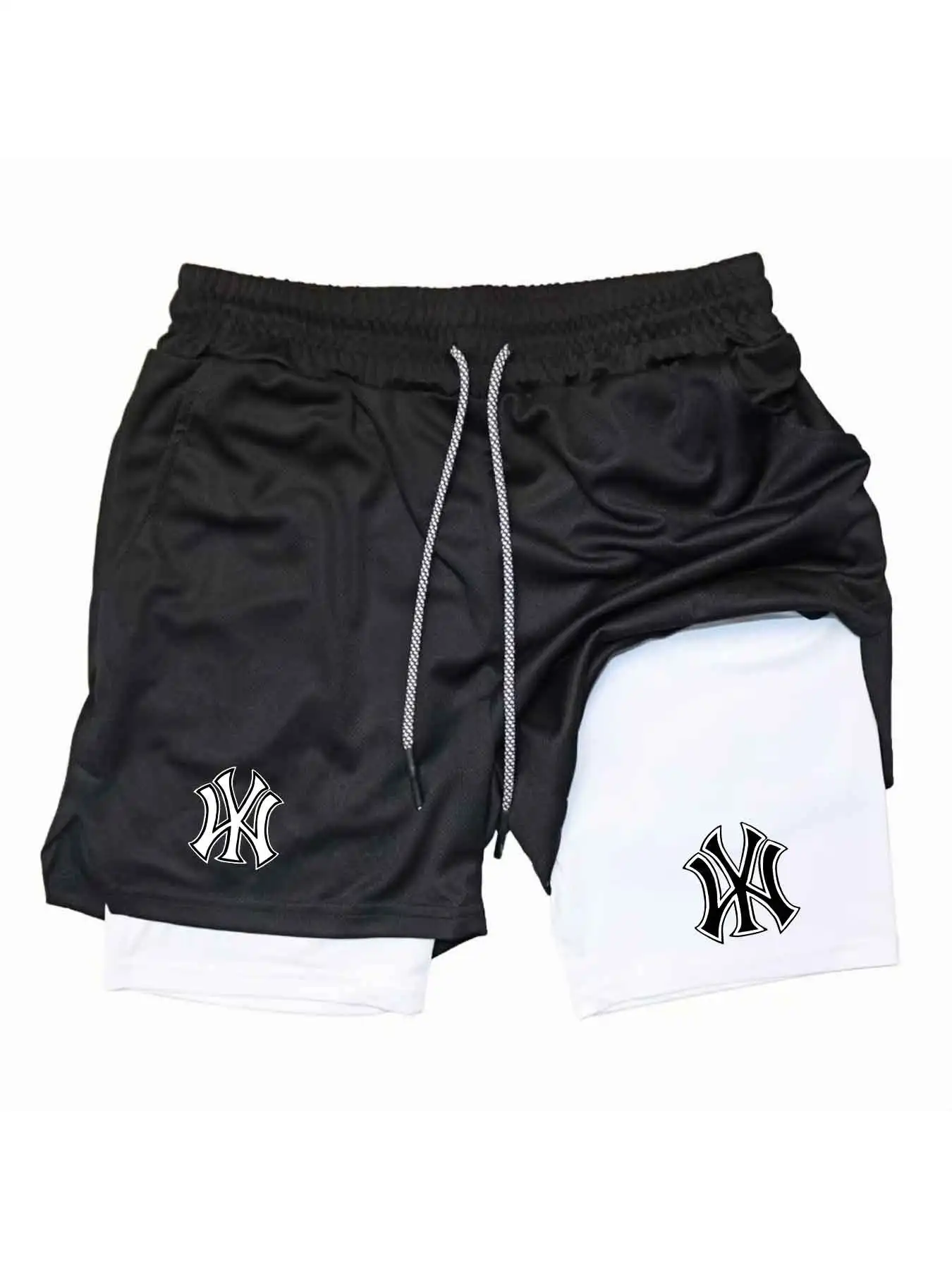 남성용 2 in 1 로고 프린트 스포츠 반바지 속건 드 - Compression Shorts Athletes 리뷰 및 가격