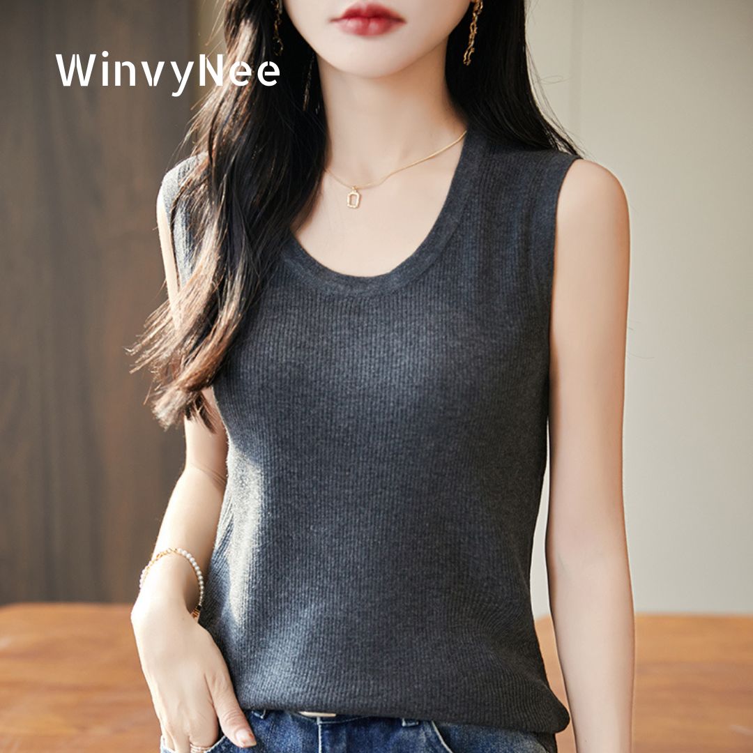 WinvyNee 여성 딥 크루 넥 워스티드 울 리브 슬 - Tank Top Ribbed 리뷰 및 가격