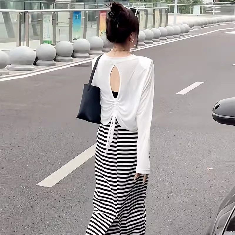 봄가을 긴팔 티셔츠 자외선 차단 루즈핏 스트라이프 베이 - Base Layer Top 리뷰 및 가격